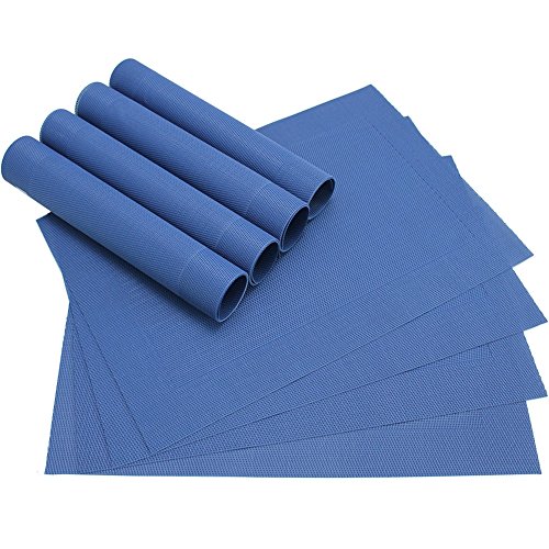 matches21 Edle Tischsets Platzsets BORDA Platzmatten 8er Set blau dunkelblau gewebt aus Kunststoff 45x30 cm abwaschbar Platzdeckchen Esstischunterlagen vom Tischwäsche Spezialist von matches21 HOME & HOBBY