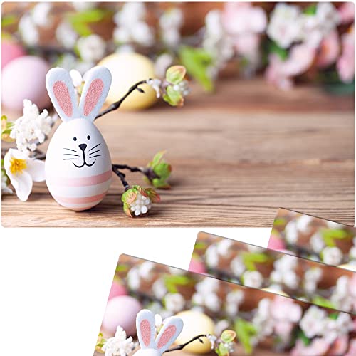 matches21 Frühlingshafte Tischsets Platzsets Motiv abwaschbar Osterhase Kirschblüten Holzbrett bunt 4er 43,5x28,5 cm von matches21 HOME & HOBBY