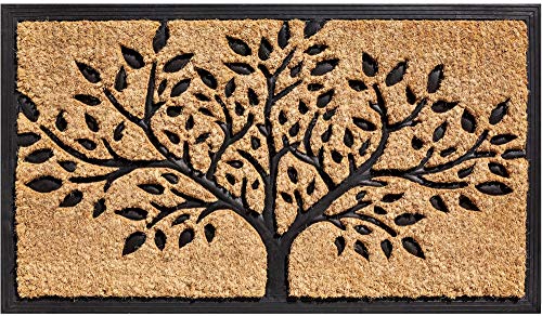 matches21 HOME & HOBBY Kokosmatte als innen und aussen-Bereich Fußmatte in 45x75 cm - Kokosfaser Türmatte Baum Struktur Rahmen als Sauberlaufmatte - Outdoor Fußabstreifer für Haustür, Flur, Garten von matches21 HOME & HOBBY