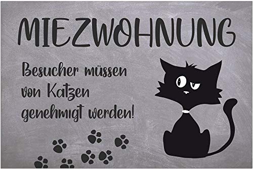 Fußmatte für innen als waschbare Motiv Tür-Matte - 40x60 cm Fußabtreter Katze Miezwohnung als rutschfeste Schmutzfangmatte - Moderne Eingangsbereich Sauberlaufmatte für Flur Haustür von matches21 HOME & HOBBY