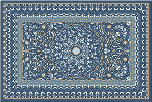 Fußmatte für innen als waschbare Motiv Tür-Matte - 40x60 cm Fußabtreter Vintage Floral blau als rutschfeste Schmutzfangmatte - Moderne Eingangsbereich Sauberlaufmatte für Flur Haustür von matches21 HOME & HOBBY