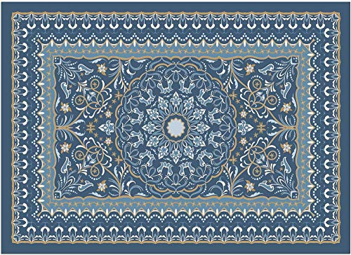 Fußmatte für innen als waschbare Motiv Tür-Matte - 50x70 cm Fußabtreter Vintage Floral blau als rutschfeste Schmutzfangmatte - Moderne Eingangsbereich Sauberlaufmatte für Flur Haustür von matches21 HOME & HOBBY