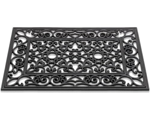 Fußmatte Gusseisen-Optik Ornamente als Outdoor Gummi Türmatte - Wetterfester Fußabtreter in 40x60 cm als Aussen-bereich Schmutzfangmatte - Haus-Tür Garten Türvorleger Fußabstreifer von matches21 HOME & HOBBY