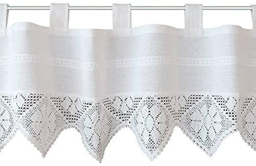 Edle Scheiben-Gardine mit Schlaufen als blickdichter Vorhang in 40 x 150 cm - Landhaus-Stil Bistrogardine Blumen-Motiv Spitze weiß - Moderne Kurzstore Küchen-Gardine Wohnzimmer Wohnwagen Edle Scheiben-Gardine mit Schlaufen als blickdichter Vorhang in 40 x 150 cm - Landhaus-Stil Bistrogardine Blumen-Motiv Spitze weiß - Moderne Kurzstore Küchen-Gardine Wohnzimmer Wohnwagen von matches21 HOME & HOBBY