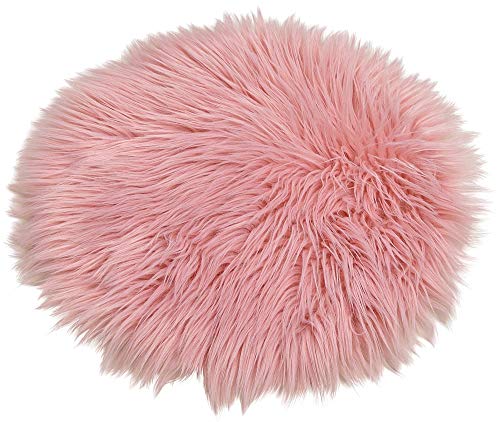 matches21 Gemütliche Sitzauflage flauschig weiches Kunstfell Sitzpolster Stuhlauflage Fellimitat Fell Dekofell langflorig Ø 34 cm Farbe rosa von matches21 HOME & HOBBY