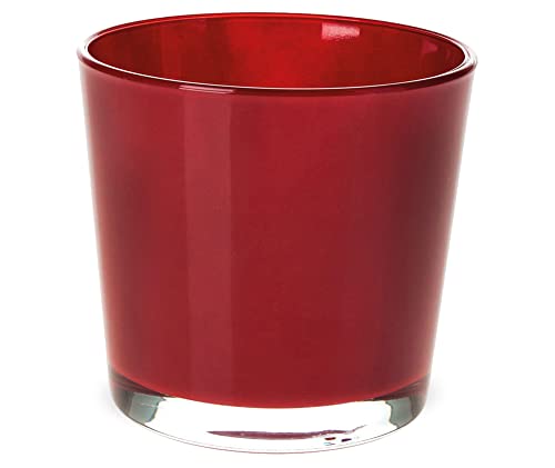 matches21 Glastopf Teelichtglas Topf rund Pflanzgefäß Übertopf Pflanztopf Blumentopf Glas rot 1 STK 14,5x12,5 cm von matches21 HOME & HOBBY