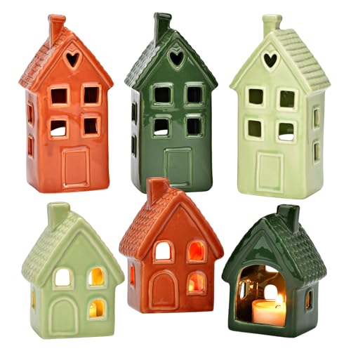 matches21 HOME & HOBBY 6er Set Porzellan Windlicht Häuser in Grün & Orange - Dekohäuser Teelichthalter Weihnachten, Herbstdeko matches21 HOME & HOBBY 6er Set Porzellan Windlicht Häuser in Grün & Orange - Dekohäuser Teelichthalter Weihnachten, Herbstdeko von matches21 HOME & HOBBY