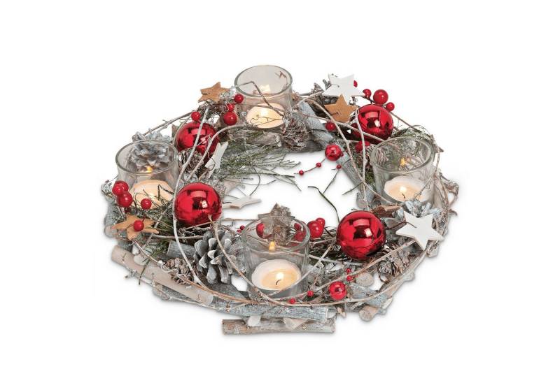 matches21 HOME & HOBBY Adventskranz Holz-Deko Adventskranz 30 cm Teelicht-Halter, rote Weihnachtsdeko, Adventsdeko Teelichthalter als Tischdeko Weihnachts-Kranz matches21 HOME & HOBBY Adventskranz Holz-Deko Adventskranz 30 cm Teelicht-Halter, rote Weihnachtsdeko, Adventsdeko Teelichthalter als Tischdeko Weihnachts-Kranz von matches21 HOME & HOBBY