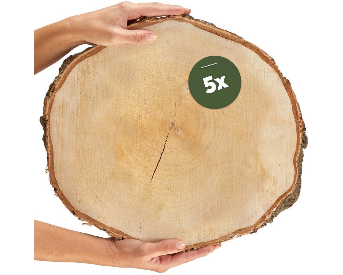 matches21 HOME & HOBBY Bastelnaturmaterial Grosse Baumscheiben Birke Holz-Platten Holzscheiben in ca. 30 cm, (5-tlg), nachhaltige EU Birkenscheiben für Basteln Esstisch Deko Tischdeko von matches21 HOME & HOBBY