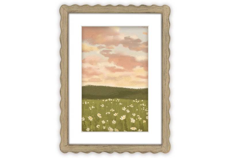 matches21 HOME & HOBBY Bilderrahmen Bilderrahmen 30 x 40 cm Wellenförmiger Deko-Rahmen in Hellbraun, (1 St), Fotorahmen aus Holz mit Passepartout von matches21 HOME & HOBBY