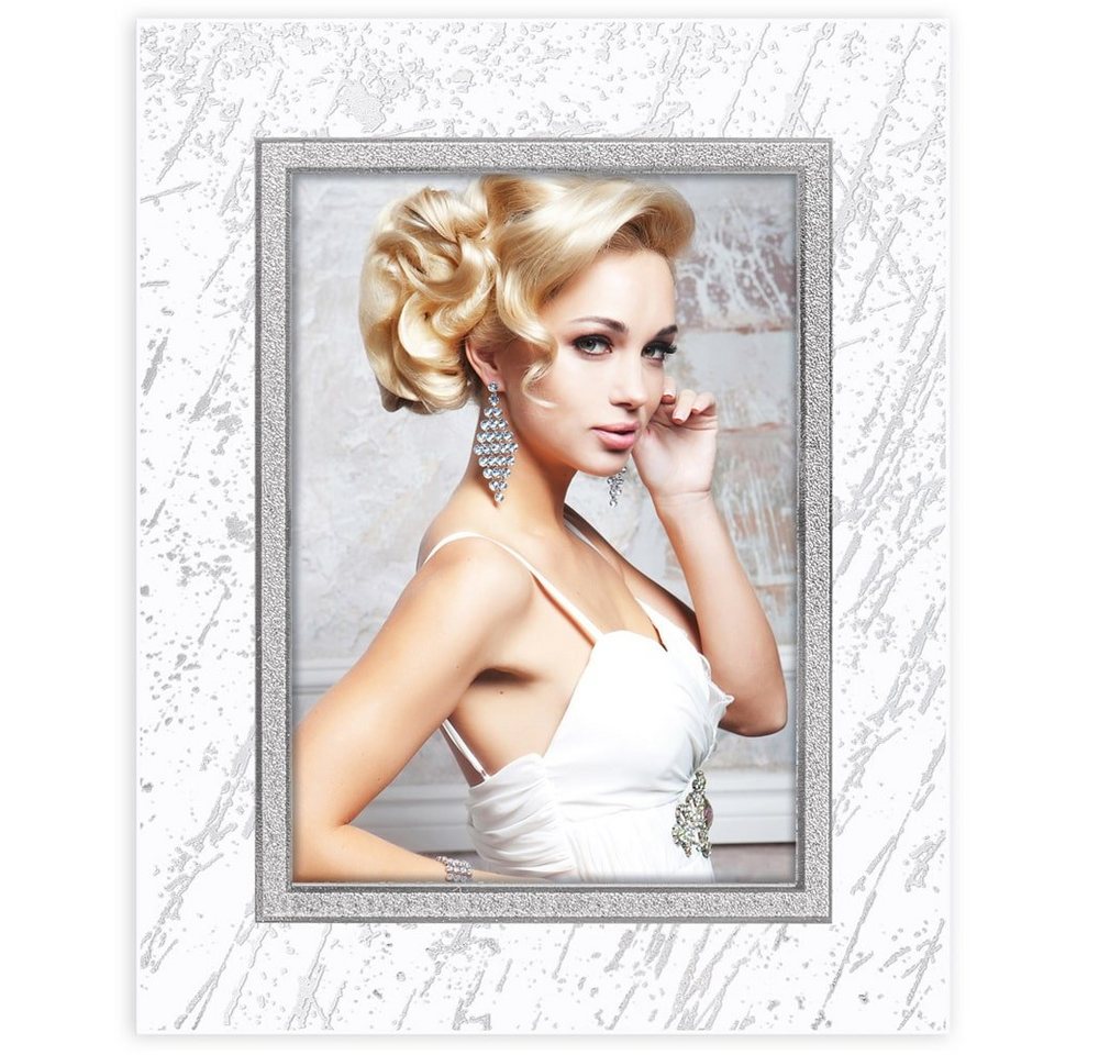 matches21 HOME & HOBBY Bilderrahmen Glas Bilderrahmen rechteckig Silber für 13x18 cm, Wand-Deko Fotorahmen im Hochformat, Querformat zum Stellen von matches21 HOME & HOBBY