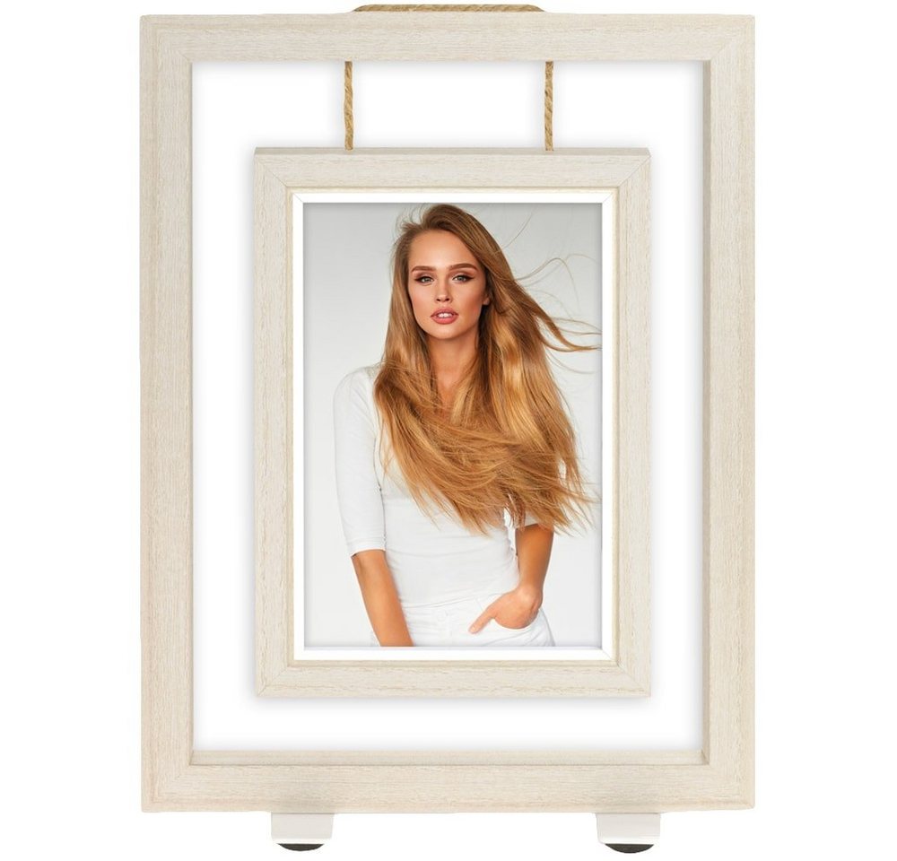 matches21 HOME & HOBBY Bilderrahmen Holz Bilderrahmen rechteckig Braun für 10x15 cm, Wand-Deko Fotorahmen im Hochformat zum Stellen, Hängen von matches21 HOME & HOBBY