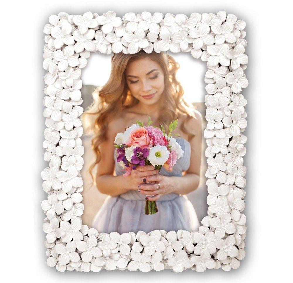 matches21 HOME & HOBBY Bilderrahmen Hochzeit Kunststoff Bilderrahmen rechteckig weiss für 20x25 cm, Wand-Deko Fotorahmen im Hochformat zum Stellen von matches21 HOME & HOBBY