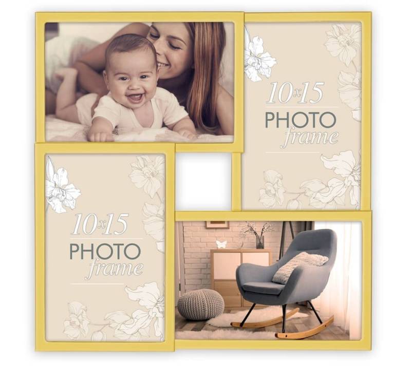 matches21 HOME & HOBBY Bilderrahmen Metall Bilderrahmen Collage rechteckig gold 10x15 cm Samt Rückwand, Wand-Deko Fotorahmen für mehrere Fotos zum Stellen, Hängen von matches21 HOME & HOBBY