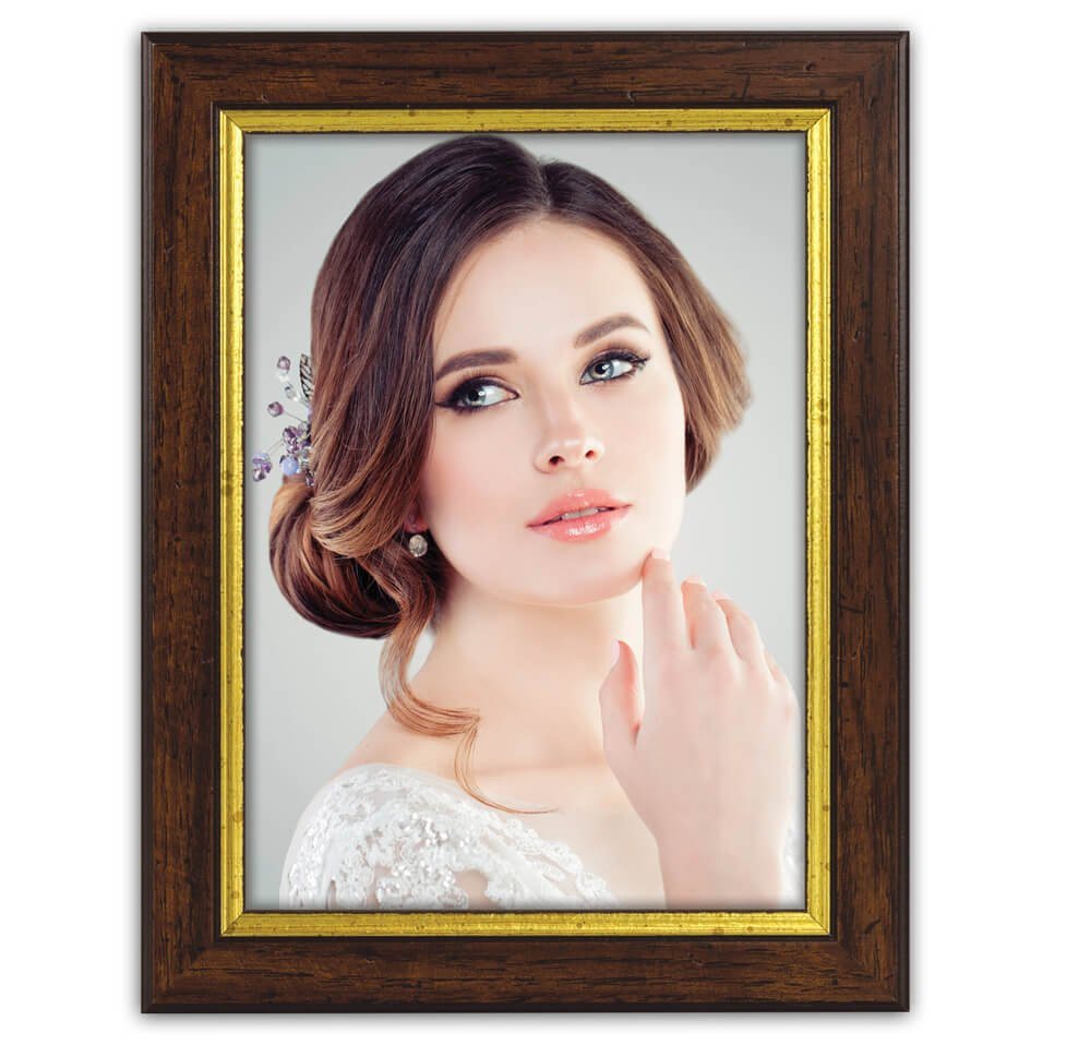 matches21 HOME & HOBBY Bilderrahmen Vintage Holz Bilderrahmen rechteckig braun-weiss für 13x18 cm, Wand-Deko Fotorahmen im Hochformat, Querformat zum Stellen, Hängen von matches21 HOME & HOBBY