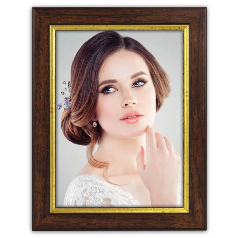 matches21 HOME & HOBBY Bilderrahmen Vintage Holz Bilderrahmen rechteckig braun-weiss für 13x18 cm, Wand-Deko Fotorahmen im Hochformat, Querformat zum Stellen, Hängen von matches21 HOME & HOBBY