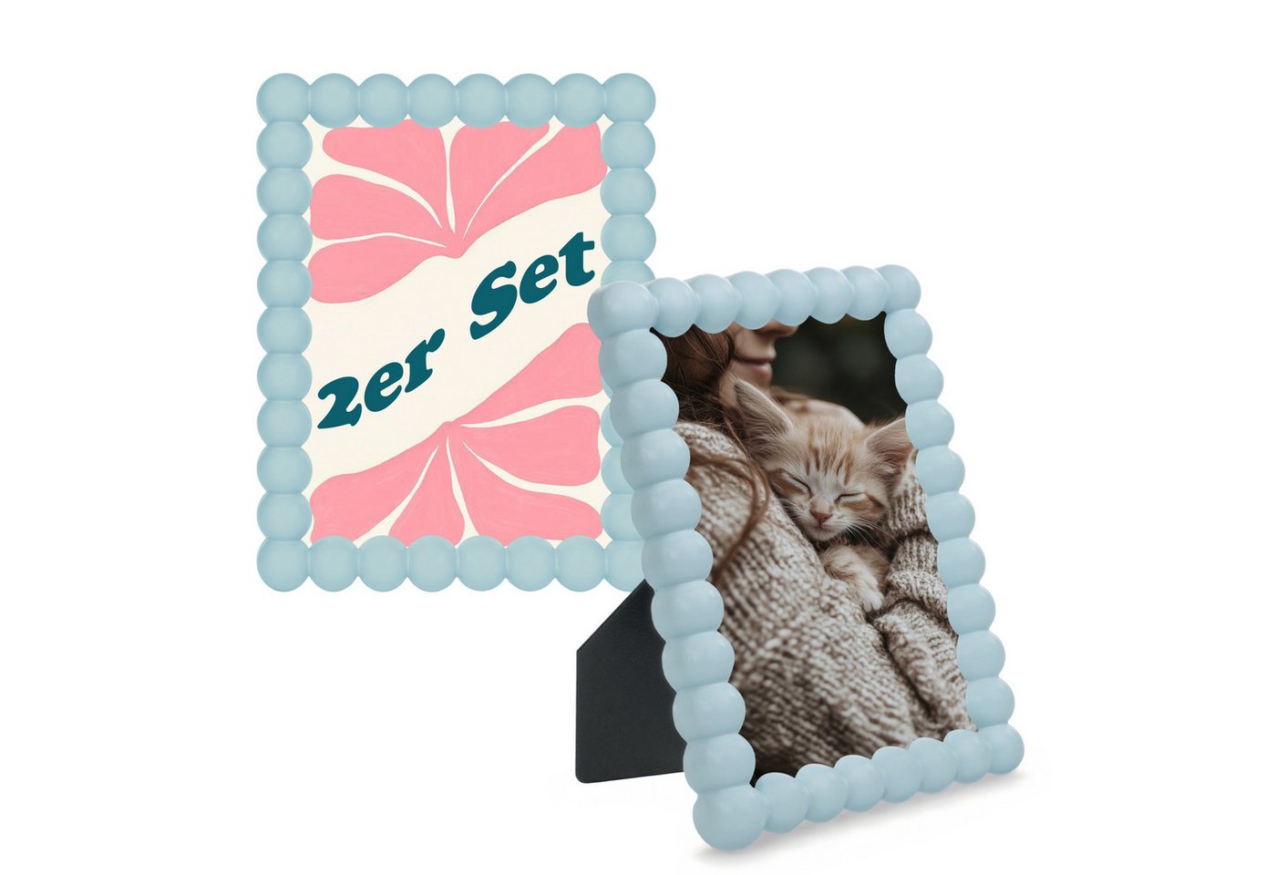 matches21 HOME & HOBBY Bilderrahmen Bilderrahmen Set 13 x 18 cm Bubble-Design Deko-Rahmen in Pastellblau, (2 St), Schöne Fotorahmen aus stabilem Holz von matches21 HOME & HOBBY