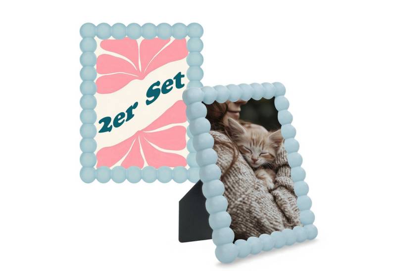 matches21 HOME & HOBBY Bilderrahmen Bilderrahmen Set 13 x 18 cm Bubble-Design Deko-Rahmen in Pastellblau, (2 St), Schöne Fotorahmen aus stabilem Holz von matches21 HOME & HOBBY