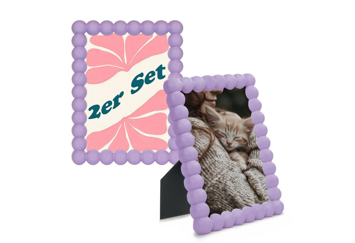matches21 HOME & HOBBY Bilderrahmen Bilderrahmen Set 13 x 18 cm Bubble-Design Deko-Rahmen in Pastelllila, (2 St), Schöne Fotorahmen aus stabilem Holz von matches21 HOME & HOBBY