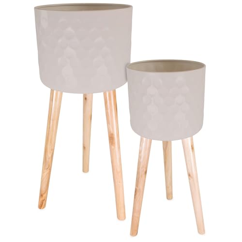 matches21 HOME & HOBBY Blumentöpfe 2er Set Beige Ø 24,5 x 60 cm & 28 x 67,5 cm mit Füßen - Moderne Übertöpfe für Drinnen matches21 HOME & HOBBY Blumentöpfe 2er Set Beige Ø 24,5 x 60 cm & 28 x 67,5 cm mit Füßen - Moderne Übertöpfe für Drinnen von matches21 HOME & HOBBY