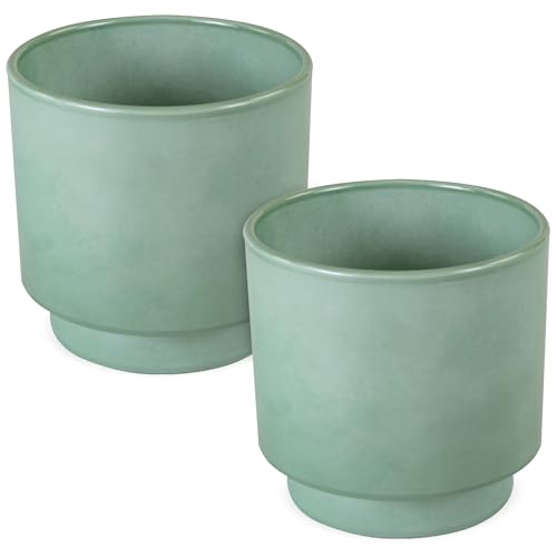 matches21 HOME & HOBBY Blumentöpfe 2er Set aus Keramik in Ø 10,5 x 10,5 cm in Salbeigrün - Zeitlose Übertöpfe mit Fuß matches21 HOME & HOBBY Blumentöpfe 2er Set aus Keramik in Ø 10,5 x 10,5 cm in Salbeigrün - Zeitlose Übertöpfe mit Fuß von matches21 HOME & HOBBY