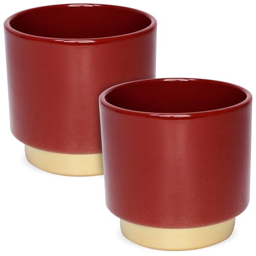 matches21 HOME & HOBBY Blumentöpfe 2er Set aus Keramik in Ø 13 x 12 cm Dunkelrot - Edle Übertöpfe mit goldenem Fuß matches21 HOME & HOBBY Blumentöpfe 2er Set aus Keramik in Ø 13 x 12 cm Dunkelrot - Edle Übertöpfe mit goldenem Fuß von matches21 HOME & HOBBY