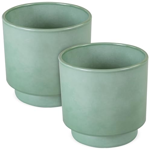 matches21 HOME & HOBBY Blumentöpfe 2er Set aus Keramik in Ø 13 x 12 cm in Salbeigrün - Zeitlose Übertöpfe mit Fuß matches21 HOME & HOBBY Blumentöpfe 2er Set aus Keramik in Ø 13 x 12 cm in Salbeigrün - Zeitlose Übertöpfe mit Fuß von matches21 HOME & HOBBY