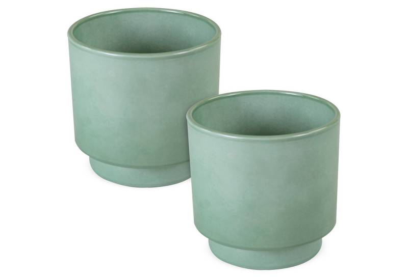 matches21 HOME & HOBBY Blumentopf Blumentöpfe 2er Set aus Keramik in Ø 10,5 x 10,5 cm in Salbeigrün (2 St), Zeitlose Übertöpfe mit Fuß von matches21 HOME & HOBBY