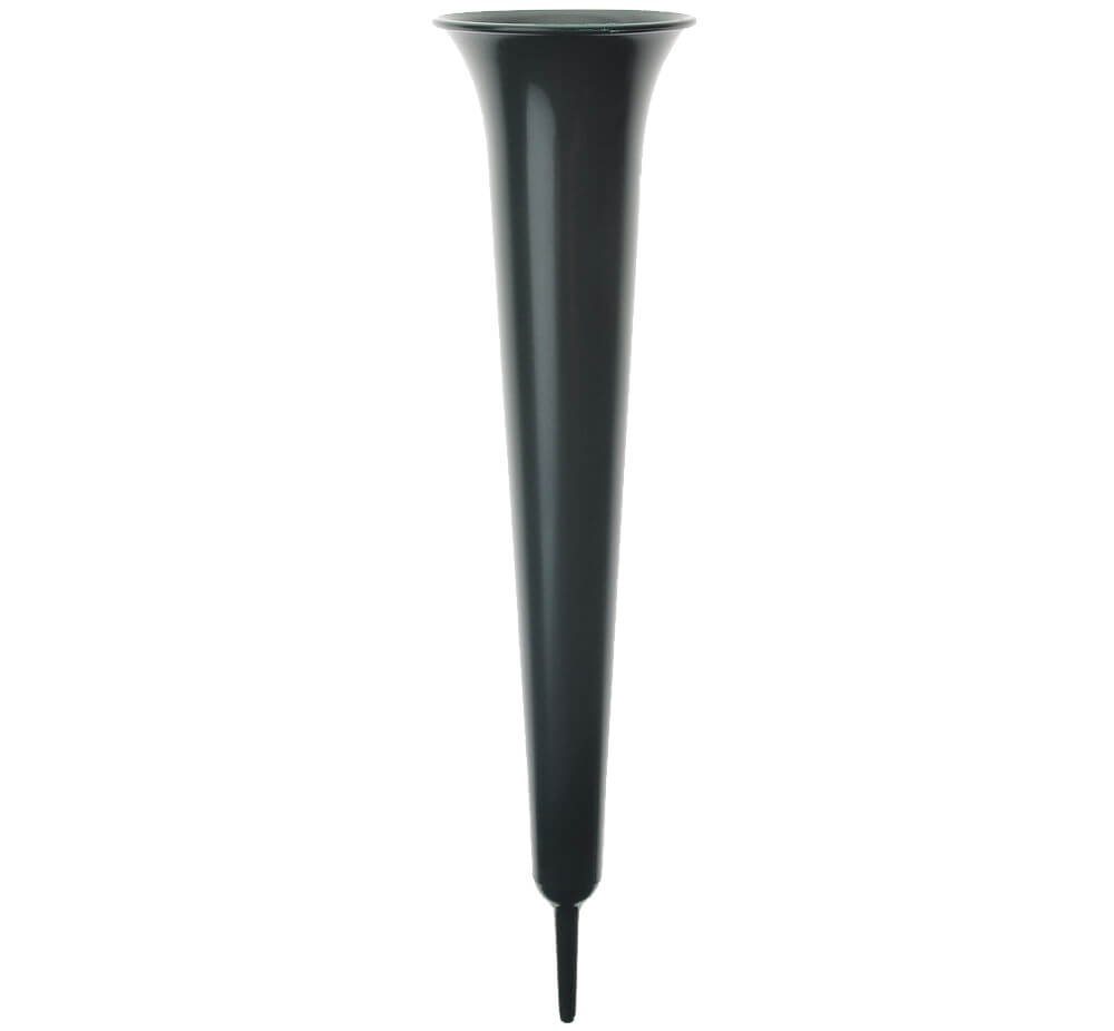 matches21 HOME & HOBBY Dekovase Große Trichter Grab-Vase mit Erdspieß frostsicher grün 32 cm (1 St), Wetterfeste Friedhofs-Vase zum Stecken als Grabschmuck Grabdeko von matches21 HOME & HOBBY