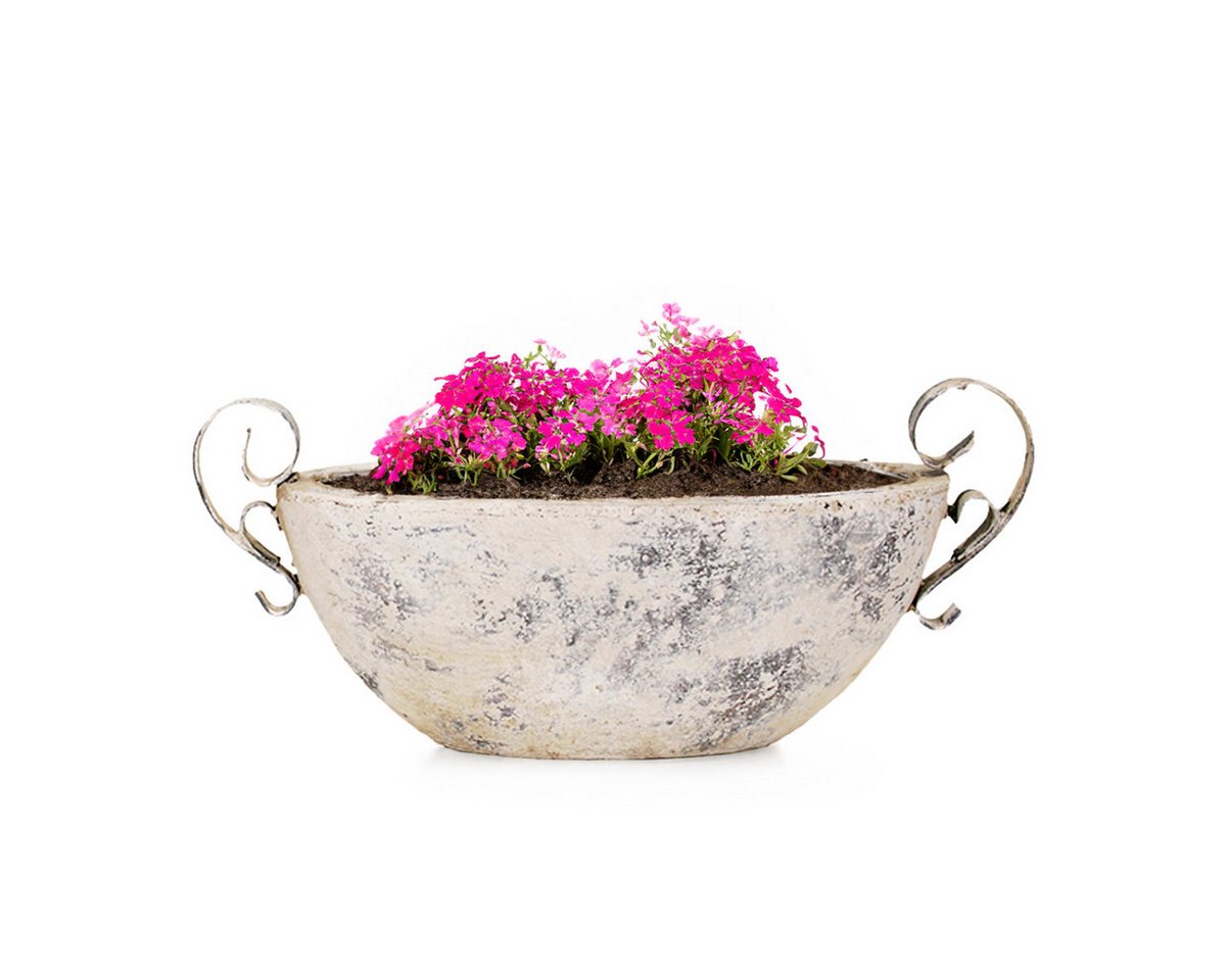 matches21 HOME & HOBBY Blumentopf Keramik Pflanzschale für draussen oval Deko-Schale beige 28,5 cm (1 St), Wetterfeste Outdoor Pflanzschale Blumen-Schale Garten-Deko Pflanztopf von matches21 HOME & HOBBY