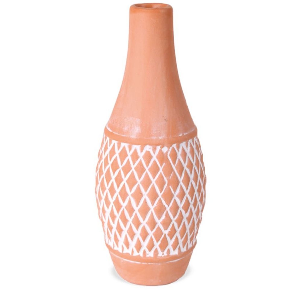 matches21 HOME & HOBBY Dekovase Keramikvase Vase rautenförmigen Rillen Terrakotta Ø 6x15 cm (1 St) von matches21 HOME & HOBBY