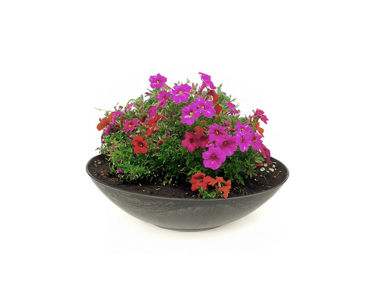 matches21 HOME & HOBBY Blumentopf Pflanzschale für draussen Dekoschale rund schwarz marmoriert 25 cm (1 St), Blumen-Schale als wetterfeste Friedhof-Schale Grab-Schmuck Grabschale von matches21 HOME & HOBBY