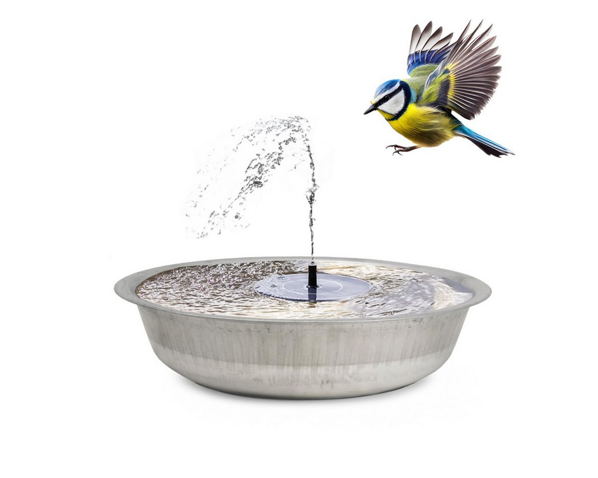 matches21 HOME & HOBBY Blumentopf Solarbrunnen Set mit 50 cm XXL Zink Schale (1 St), Solar Garten Springbrunnen für draußen von matches21 HOME & HOBBY