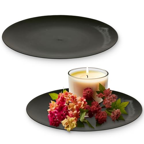 Deko-Teller 2er Set 33 cm in schwarz marmoriert - Flache Teller als Tischdeko Kerzenteller von matches21 HOME & HOBBY
