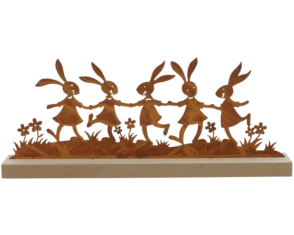 matches21 HOME & HOBBY Dekofigur Aufsteller Osterhasen Hasen tanzend Ostern Metall Holz 30 cm (1 St) von matches21 HOME & HOBBY