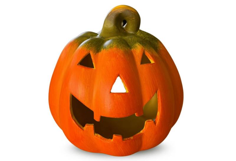 matches21 HOME & HOBBY Dekofigur Kürbis-Laterne als LED Halloween-Deko Windlicht in 19x20 cm, Gruseliger Jack-O-Lantern Deko-Kürbis als innen außen Herbst-Deko von matches21 HOME & HOBBY