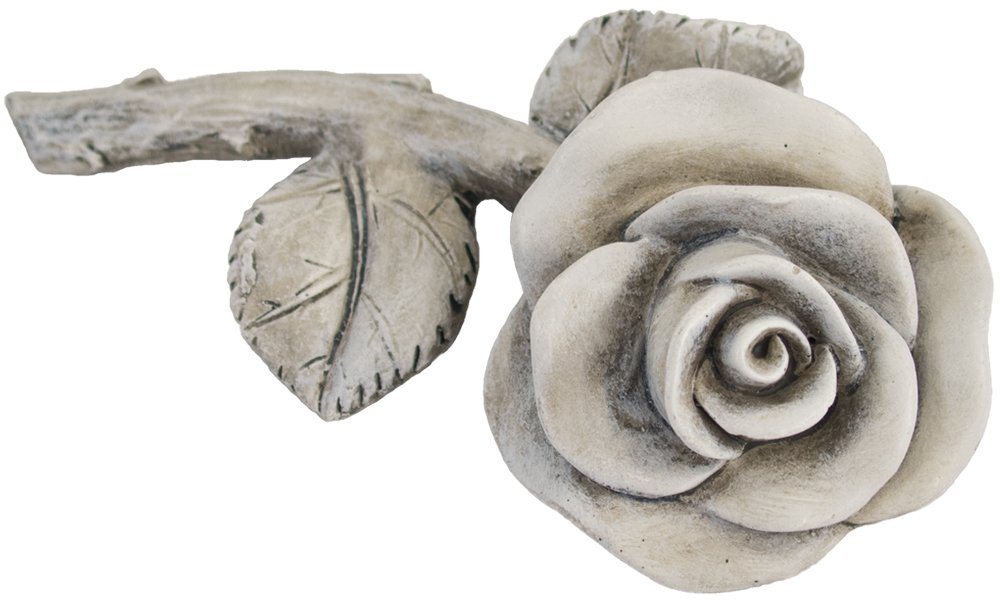 matches21 HOME & HOBBY Dekofigur Rose Blüte mit Stiel & Blatt Grabdeko Poly grau 1 Stk 13,5x7 cm (1 St) von matches21 HOME & HOBBY