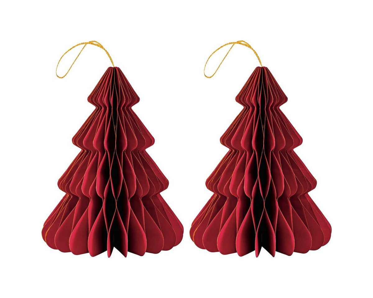 matches21 HOME & HOBBY Dekohänger 2er Set Eleganter Christbaumschmuck Origami Design Rot (2 St), Skandi Baumschmuck Tannenbaum 30 cm, Papier faltbar mit Magnet von matches21 HOME & HOBBY