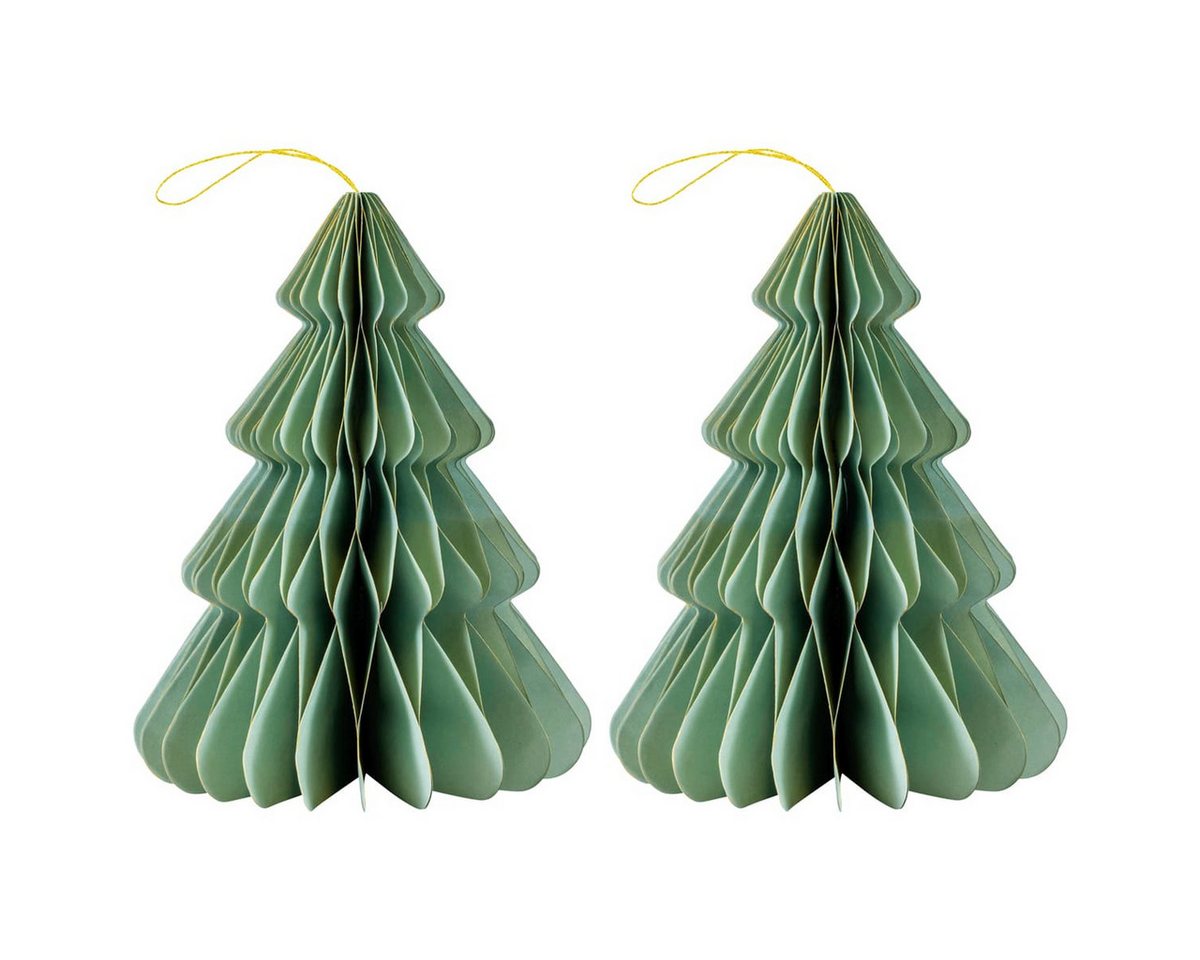 matches21 HOME & HOBBY Dekohänger 2er Set Eleganter Christbaumschmuck Origami Design Salbeigrün (2 St), Skandi Baumschmuck Tannenbaum 30 cm, Papier faltbar mit Magnet von matches21 HOME & HOBBY