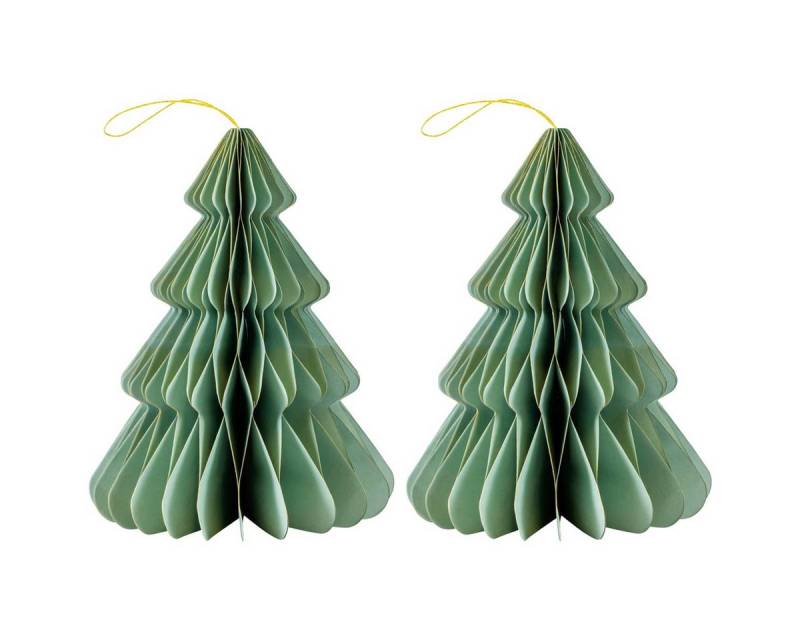 matches21 HOME & HOBBY Dekohänger 2er Set Eleganter Christbaumschmuck Origami Design Salbeigrün (2 St), Skandi Baumschmuck Tannenbaum 30 cm, Papier faltbar mit Magnet von matches21 HOME & HOBBY