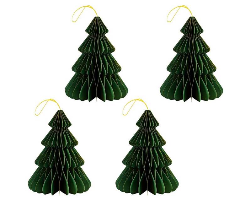 matches21 HOME & HOBBY Dekohänger 4er Set Eleganter Christbaumschmuck Origami Design Dunkelgrün (4 St), Skandi Baumschmuck Tannenbaum 23 cm, Papier faltbar mit Magnet von matches21 HOME & HOBBY