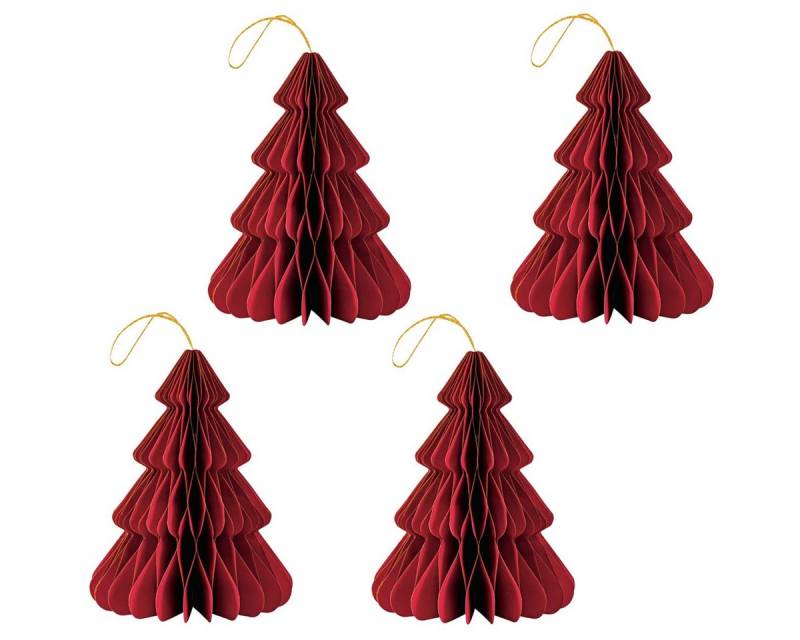 matches21 HOME & HOBBY Dekohänger 4er Set Eleganter Christbaumschmuck Origami Design Rot (4 St), Skandi Baumschmuck Tannenbaum 23 cm, Papier faltbar mit Magnet von matches21 HOME & HOBBY