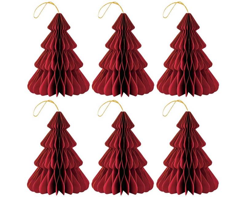 matches21 HOME & HOBBY Dekohänger 6er Set Eleganter Christbaumschmuck Origami Design Rot (6 St), Skandi Baumschmuck Tannenbaum 16 cm, Papier faltbar mit Magnet von matches21 HOME & HOBBY