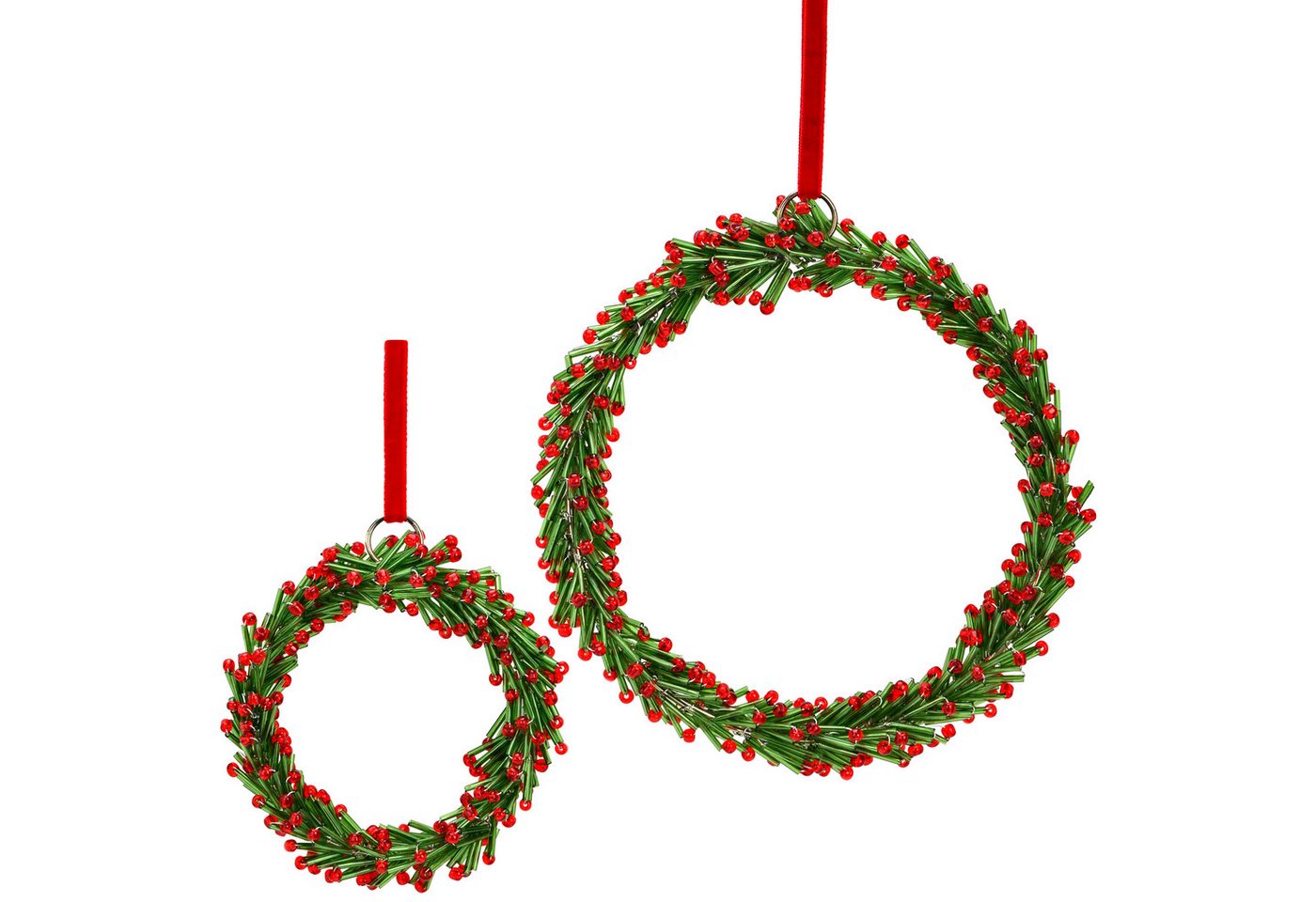 matches21 HOME & HOBBY Dekohänger Weihnachtsanhänger Kreis Kranz, aus Glas in Grün & Rot (2 St), Christbaumschmuck Set für Weihnachtsbaum von matches21 HOME & HOBBY