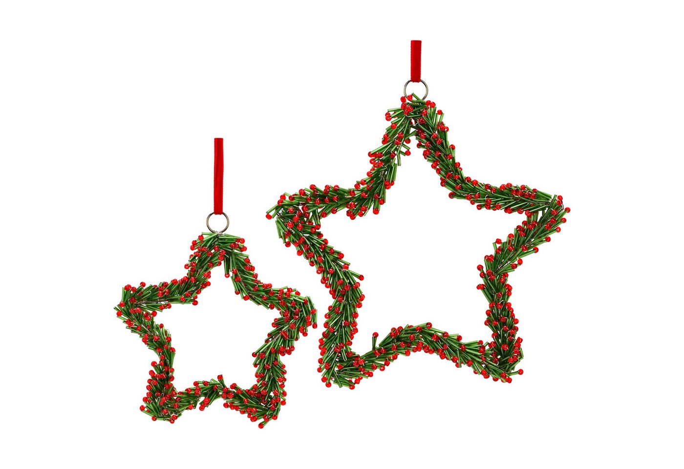 matches21 HOME & HOBBY Dekohänger Weihnachtsanhänger Stern Kranz aus Glas in Grün & Rot (2 St), Christbaumschmuck Set für Weihnachtsbaum von matches21 HOME & HOBBY