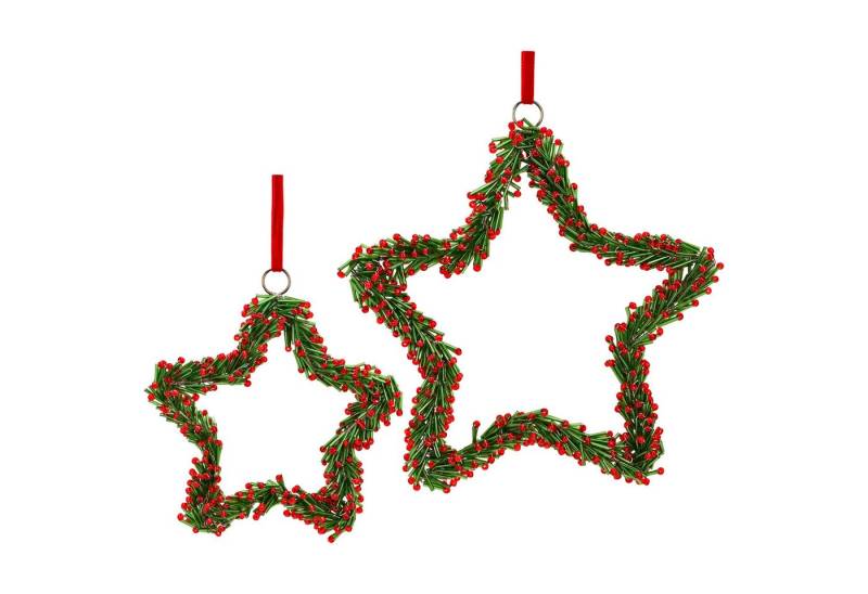 matches21 HOME & HOBBY Dekohänger Weihnachtsanhänger Stern Kranz aus Glas in Grün & Rot (2 St), Christbaumschmuck Set für Weihnachtsbaum von matches21 HOME & HOBBY