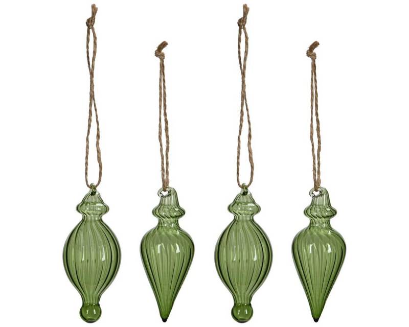 matches21 HOME & HOBBY Dekohänger Weihnachtsschmuck in Grün, aus Glas in 9 cm als Christbaumdeko (4 St), Christbaumschmuck zum Hängen im 4er Set von matches21 HOME & HOBBY