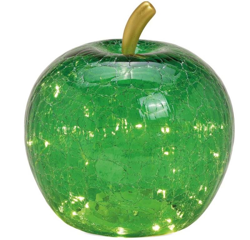 matches21 HOME & HOBBY Dekolicht Apfel & 30er LED Licht & Timer Dekoapfel Glas grün Ø 24 cm, LED, fest integriert, Batterien nicht im Lieferumfang enthalten von matches21 HOME & HOBBY