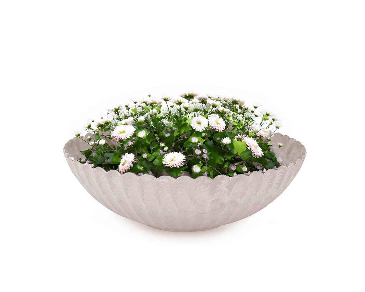 matches21 HOME & HOBBY Blumentopf Pflanzschale für draussen Dekoschale rund sand beige marmoriert 22 cm (1 St), Blumen-Schale als wetterfeste Friedhof-Schale Grab-Schmuck Grabschale von matches21 HOME & HOBBY