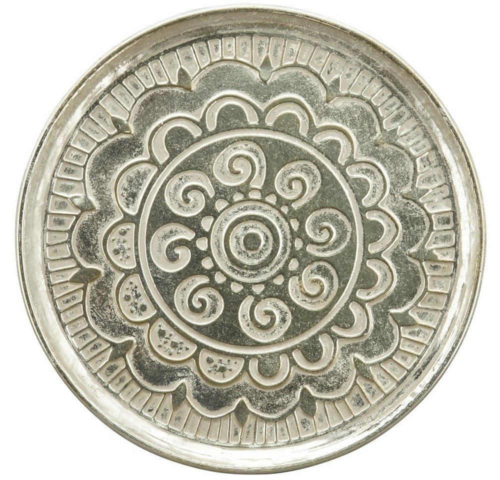 matches21 HOME & HOBBY Dekotablett Tablett Dekoteller Mandala Dekoschale silber Ø 39x1,5 cm (1 St) von matches21 HOME & HOBBY